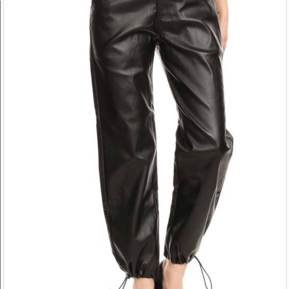 Black faux leather pants